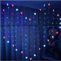 2m x1.5m Heart Shape LED String Fairy Lights 128leds Holiday Light Christmas Wedding Decoration Curtain lamp EU 220v