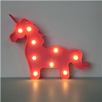 Horsten Lovely 3D Unicom LED Night Light Cute Marquee Toy Lights Lamp Kids Children Room Christmas Gift For Home Wedding Decor