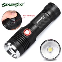 CREE XM-L2 U2 Zoomable 3 Mode 26650/18650 USB Rechargeable LED Flashlight Torch USB Cable Camping wholesales NOM31
