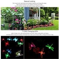 3-Pack Multi color Solar Lamp Clear Hummingbird, Butterfly &amp; Dragonfly Solar Stake Light Outdoor Garden solar Light