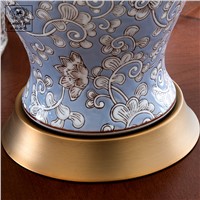 Classical Hand Painted Ceramic Fabric E27 Dimmer Table Lamp For Living Room Bedroom Study H 67cm 1494