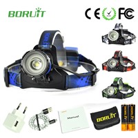 Boruit B13 LED XM-L2 rechargeable head torch with 18650 battery Bicycle Headlight Led Headlamp Flashlight Zoomable high power