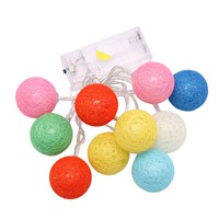 10PCS LED Cotton Christmas Ball Light Dry Battery 1.2M String Lights for Banquet Home and Trees holliday Decorations