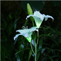 2017 Solar Power Lily Flower Light for Yard Garden Path Way Landscape Decor Energy-saving Beautiful Flower Solar Lamp