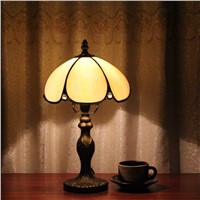 Stained Glass European Simple Mediterranean Creative Retro Art bedroom Bedside decorative desk lamp 110-240V Ornament lamp