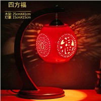 bedroom bedside lamp wedding gift CL Table lamp Jingdezhen Chinese style retro with ceramic lamp Chinese wind red creative