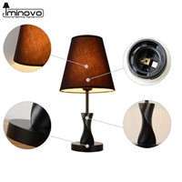 IMINOVO Nordic LED Desk lamp Art Wooden Column Table Lamps For Home Decoration Dinning Room Button/Dimmer Switch E27 Bulb