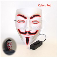 New style Red Halloween Vendetta Mask el wire neon Mask as Holiday lighting For Festival Carnival Dance Night Party