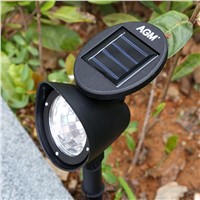 AGM 2pcs Solar LED Lawn Light IP65 Waterproof Body Sensor Yard Lamp Landscape Spotlight For Outdoor Garden Lawn Path Decoration