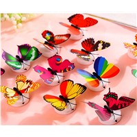 10 pcs/lot Colorful Beautiful Butterfly LED Night Light Lamp With Sticker for Christmas Wedding Decoration Night Lamp
