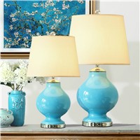 mediterranean Sea Blue Glass Fabric E27 Adjustable Table Lamp For wedding deco Bedroom Bedside Living Room H 52/66 cm 1480