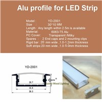 5-30pcs/lot 40inch 1m long led channel embedded aluminum profile for double row led strip,milky/transparent cover for 20mm pcb