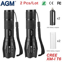 AGM CREE XML T6 LED Flashlight Torch Powerful XM-L Flash Light X900 Lamp Waterproof 5-Modes Zoomable Lantern For 18650 Battery