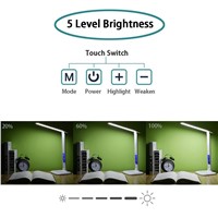 Rechargeable LED Desk Lamp Adjustable Alarm Clock 6W Dimmable 3 Color Mode 5-Level Dimmer Eye-caring Touch Control Reading Lamp