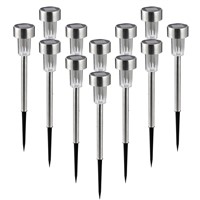 12pcs Stainless Steel Solar-Powered Garden Lights Lawn Lights Landscape Solar Lights for Outdoor Path Patio Yard Deck Driveway