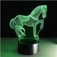 Lovely Horse 3D LED Night Light 7 Color Dimming illusion Bedroom Lamp Holiday Light Child Kids Toys For Party