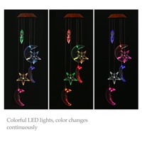 Solar Changing Color Mobile Light, Star &amp;amp;amp; Moon Spiral Spinner Windchime Portable Outdoor Decorative Romantic Garden Night Lamps