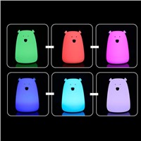 Lumiparty Colorful Little Bear Silicone 7 Colors LED Night Light  Touch Sensor lights Children Cute Night Lamp Bedroom Light