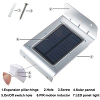 AGM LED Solar Wall Light 16 Leds PIR Motion Sensor Solar Powered Panel Waterproof Security Lamp For Outdoor Garden Patio Path
