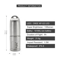 LED Flashlight Titanium Metal 130LM Flashlight LED Lamp with Necklace Portable Original Design Torch + Battery  (WUBEN G338)