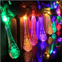 Lumiparty Solar Powered 20LED String Spot Light Water Drop Cover Christmas Outdoor lighting Landscape Path Pathway garden lights
