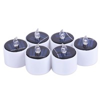 6 Pcs/Set Yellow Flicker LED Lights Solar Power Candles Flameless Electronic Nightlight Candle --M25