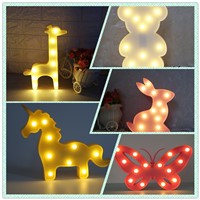 1pcs LED Unicorn Lamp Night Light Lovely Bear Animal Warm White Table Lamp Marquee LED Light  for Children Room Decorations