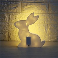 Lovely Animal Rabbit LED Night Light Desk Lamp White Battery Opeed Home Bedroom Decoration