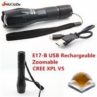 2017 SHuoLi De New E17-C Cree XPL V5 1200 lumen USB Rechargeable led Flashlight  Zoomable  Torch light for 18650 led lamp
