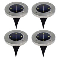 4Pcs 4 LED Solar Ground Light Outdoor Lamp Waterproof Path Garden Landscape Spike Lighting for Yard Driveway Lawn Pathway