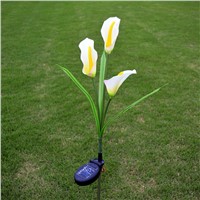 Solar LED Calla Flower Light Color Changing Energy Saving 3 LED Flower Party Lamp for Outdoor Yard Garden Path Way Landscape