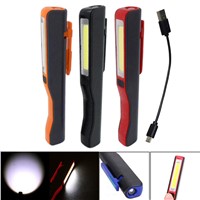 New Mini COB LED Pen Light Clip Magnet USB Rechargeable Work Torch Flashlight Lamp CLH@8