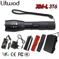 Litwod z50 XM-L 3*T6 A100 LED Flashlight 5 switch Modes Zoomable Waterproof Torch tactical light Battery charger gift box set