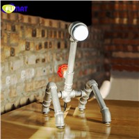 FUMAT American Country Art Deco Table Lamp Silver Water Pipe Table Lamp LED Study Desk Lamp for Bedside Bedroom Office Bar