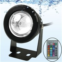 10W RGB LED Underwater Light with Remote Control DC 12V Luminous Flux: 800-900lm Waterproof Fountain Pool Lamp Black Cover