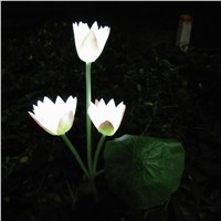 Solar Power Lotus Flower  3 LED Lamps Waterproof Garden Pool Floating Solar Garden Light for Pond Fountain Decoration