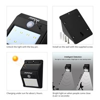 Mpow 4Packs LED Solar Lighting Outdoor Motion Sensor Garden Waterproof Solar Lamp Security Wireless Pathway Solar Wall Lampion