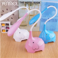 Yenmol Novelty Chargeable Elephant led Desk Lamp Cute Colorful Children Bedside lamp Cartoon Nightlight White led Table lamp