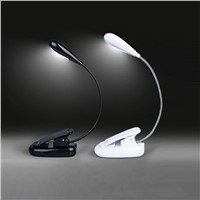 LumiParty 4 LED Reading Night light Lamp Flexible Gooseneck Desktop Clip Light with Stand Music Stand Light USB/Battery powered