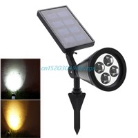 4 LED Lights Solar Power Spotlight Garden Lawn Lamp Landscape Outdoor Waterproof #H028#