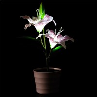 LumiParty Solar Power Garden Light Waterproof Pink Lily Flower LED Lamp Decorative Pot Plant Lamp