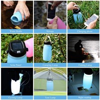 Kitop IP65 Waterproof Folding Silicon Solar Bottle LED Camping Rechargeable USB Lantern Light for Emergency,SOS,Hurricane,Hiking