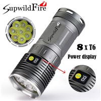 Supwildfire 20000LM 8 x XM-L T6 LED Power &amp; Mode Digital Display Flashlight lanterna Torch Waterproof led flashlight