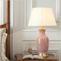 Classical Elegant Ice Cracked Ceramic Fabric E27 Table Lamp Adjustable for Living Room Bedroom Bedside Lighting H 61cm 1529