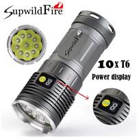 Supwildfire 30000LM 10 x XM-L T6 LED Power Digital Display Hunting Flashlight lanterna Torch Waterproof led flashlight