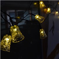 4.8M 20LEDs Jingle Bell Solar LED Lamps Outdoor Waterproof Solar Power Fairy String Lights For Garden Christmas Party Decoration