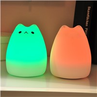 LumiParty LED Carton Night Light Silicone USB Charge Remote Timer Cute Cat Lamp Tap Control Lamp For Kids Bedroom Nursery Baby