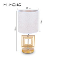 MUMENG Fabrics Modern Crystal Table Lamp Square Wood Table Light AC110V-220V 40W Indoor Lamp For Home Living Room Bedroom