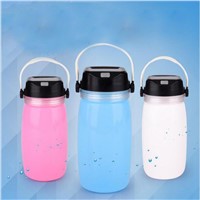 2017 New Arrival Portable Outdoor Portable LED Solar Cup Light Cup camping light bottle three colors USB charging