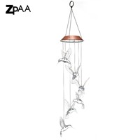 ZPAA Solar Color-Changing Wind Chime Light Led Solar Light Outdoor Hummingbird Wind Chimes Home Garden Decor Solar Light